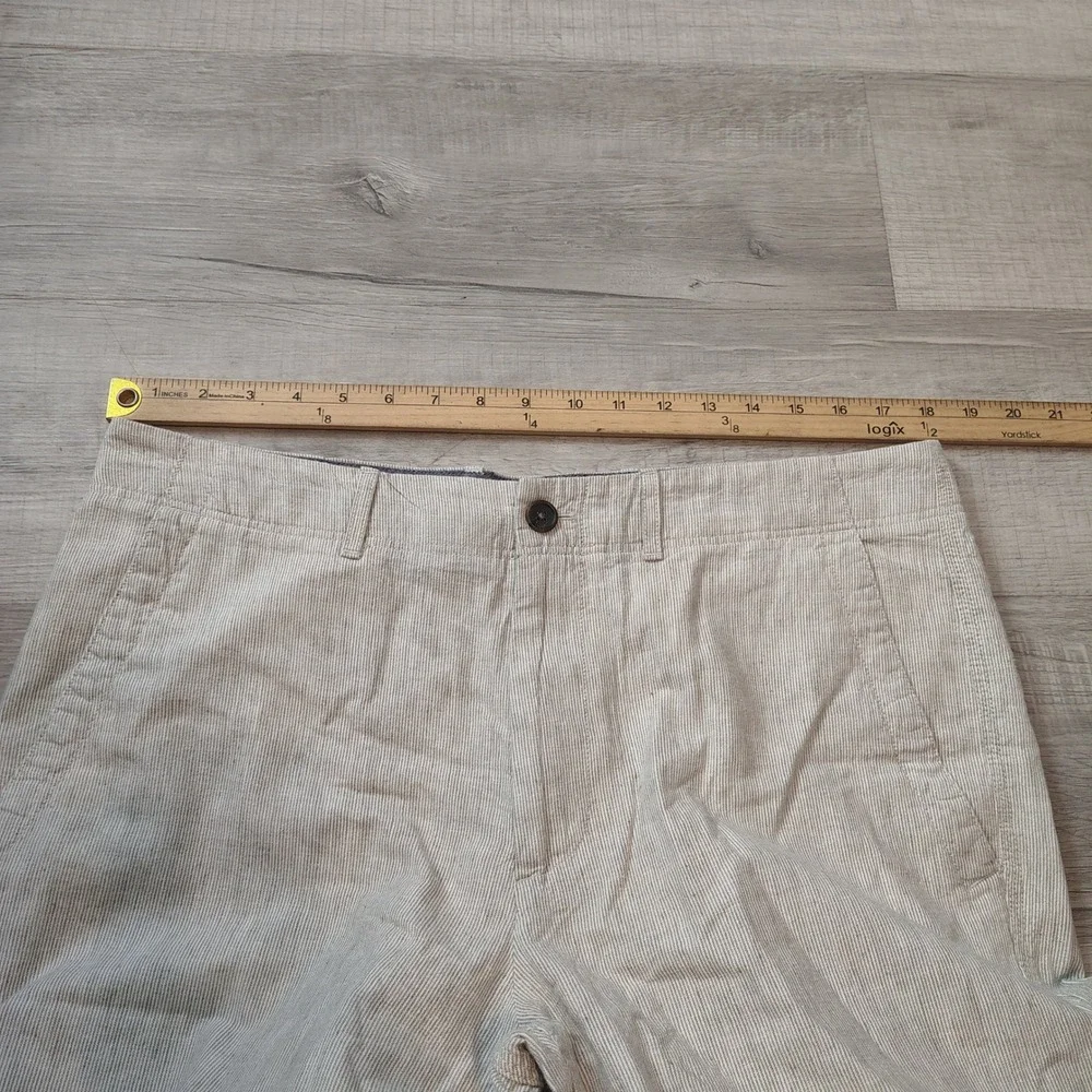 Banana Republic Mens 35x32 Linen Blend Neutral Stripe Straight Leg Pants Cream